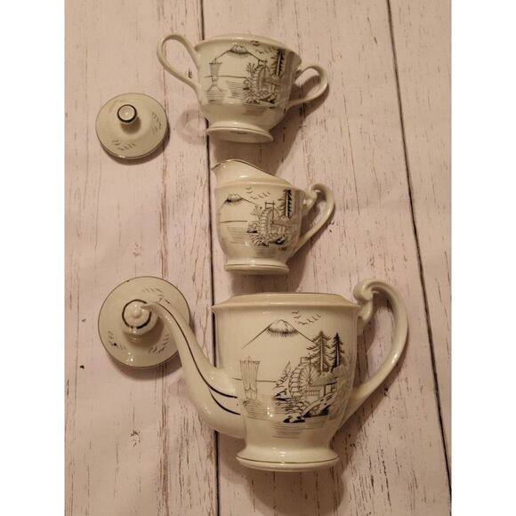 Vintage Kutani China . Tea Kettle, Creamer & Sugar bowl ( 3 pieces ) - Picture 3 of 14